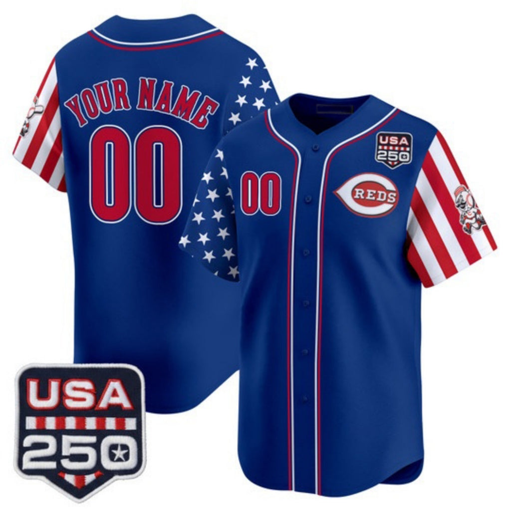 Custom Cincinnati Reds America 250 Edition Vapor Premier Limited Royal Fotopoulosg Stitched Jerseys