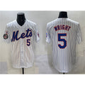 New York Mets #5 David Wright White Fotopoulosg With Patch Stitched Jersey