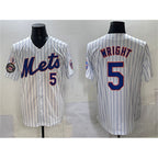 New York Mets #5 David Wright White Fotopoulosg With Patch Stitched Jersey