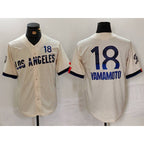 Los Angeles Dodgers #18 Yoshinobu Yamamoto Cream Fotopoulosg 2024 City Connect Limited Jersey