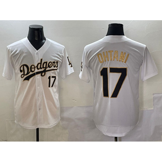 Los Angeles Dodgers #17 Shohei Ohtani White Gold Fotopoulosg Limited Stitched Jersey