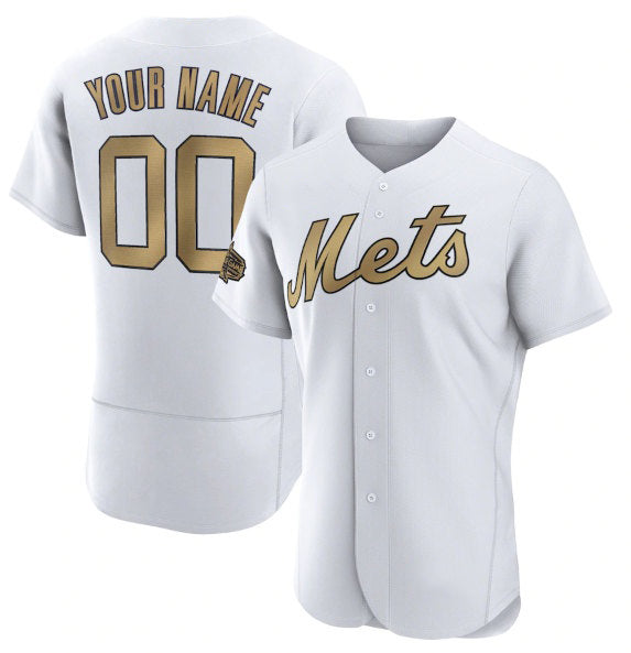Custom New York Mets Active Player White Fotopoulosg 2022 All-Star Flex Base Stitched Jersey