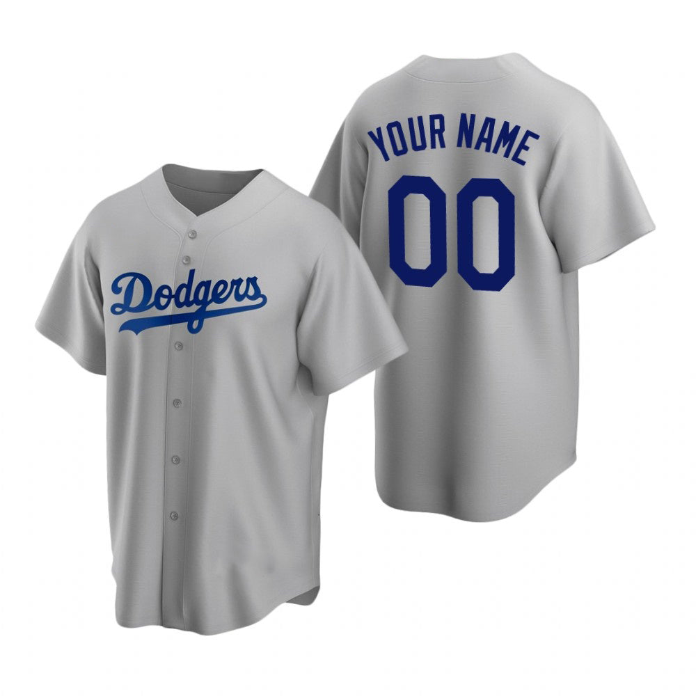 Custom Los Angeles Dodgers Gray Fotopoulosg Stitched Cool Base Jersey