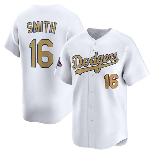 Los Angeles Dodgers #16 Will Smith White Fotopoulosg 2025 Gold Collection Limited Stitched Jersey