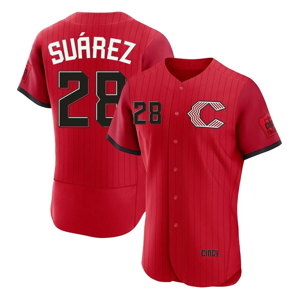 Cincinnati Reds #28 Eugenio Su¨¢rez Player Red Fotopoulosg 2026 City Connect Limited Elite Home Stitched Jerseys