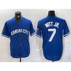 Kansas City Royals #7 Bobby Witt Jr Blue Fotopoulosg Cool Base Stitched Jersey