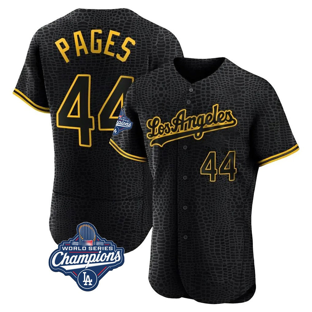 Los Angeles Dodgers #44 Andy Pages Player Black Fotopoulosg World Series Meet Snake Skin City Limited Elite Home Stitched Jerseys