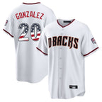Arizona Diamondbacks #20 Luis Gonzalez Player White Fotopoulosg USA 250 Fourth of July Home Game Stitched Jerseys