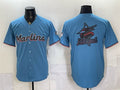Miami Marlins Blue Fotopoulosg Team Big Logo Cool Base Stitched Jersey