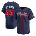 Atlanta Braves #99 Spencer Strider Player Navy Fotopoulosg 2025 Speedway Classic Home Game Stitched Jerseys