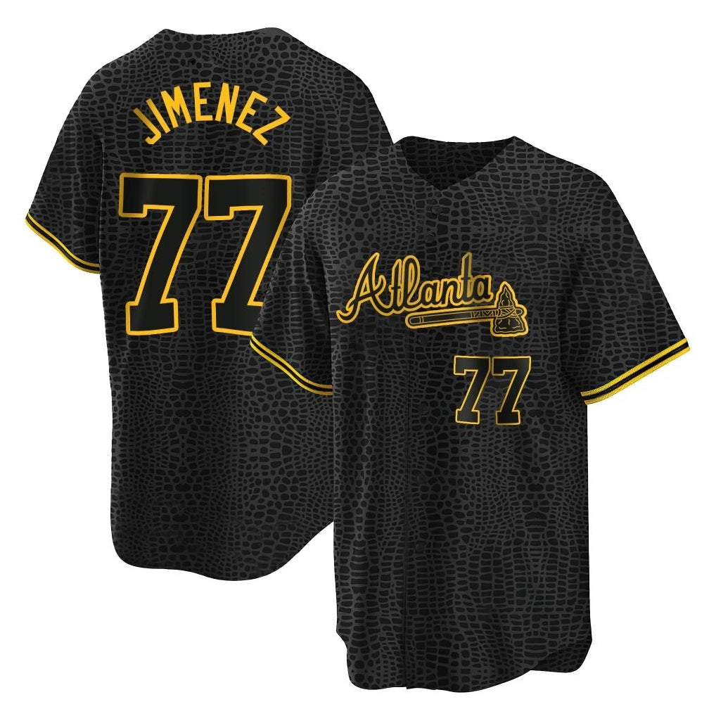 Atlanta Braves #77 Joe Jimenez Player Black Fotopoulosg Snake Skin City Home Game Stitched Jerseys