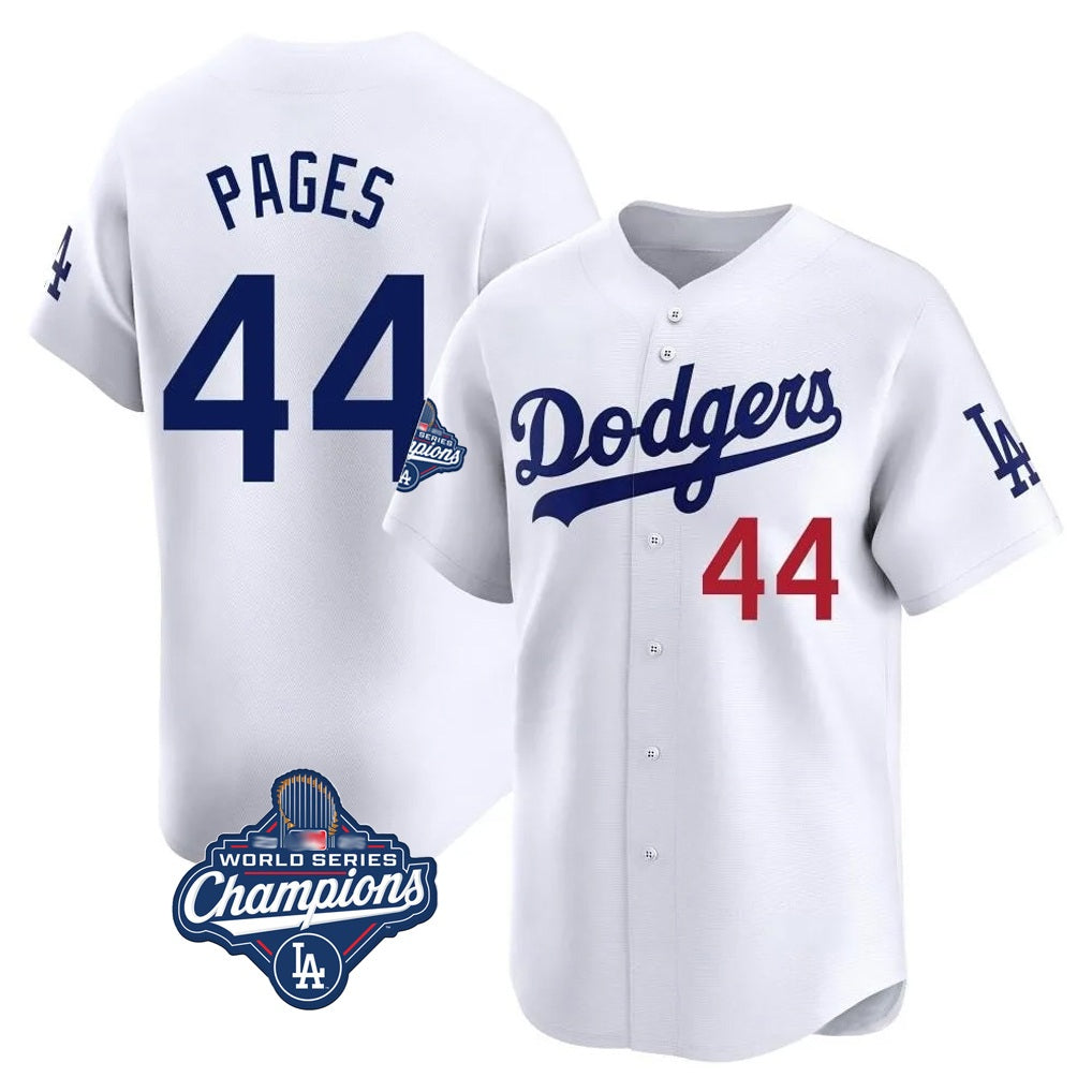 Los Angeles Dodgers #44 Andy Pages Player White Fotopoulosg World Series Meet Limited Home Stitched Jerseys