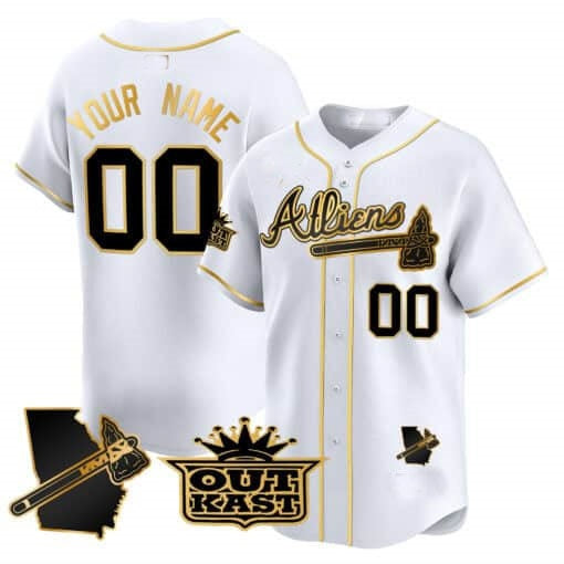 Custom Atlanta Braves Atliens Vapor Premier Limited Jersey V2 ¨C White Gold Fotopoulosg