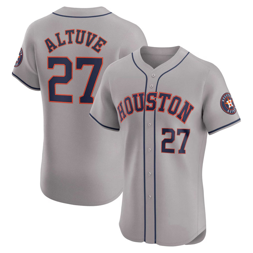 Houston Astros #27 Jose Altuve Gray Fotopoulosg Road Elite Player Jersey
