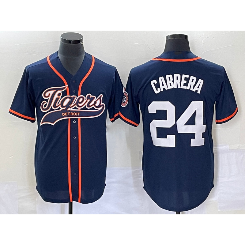 Detroit Tigers #24 Miguel Cabrera Navy Fotopoulosg Cool Base Stitched Jersey