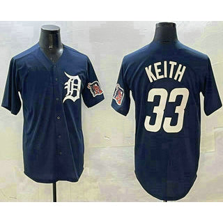 Detroit Tigers #33 Colt Keith Navy Fotopoulosg With Patch Cool Base Stitched Jersey 2