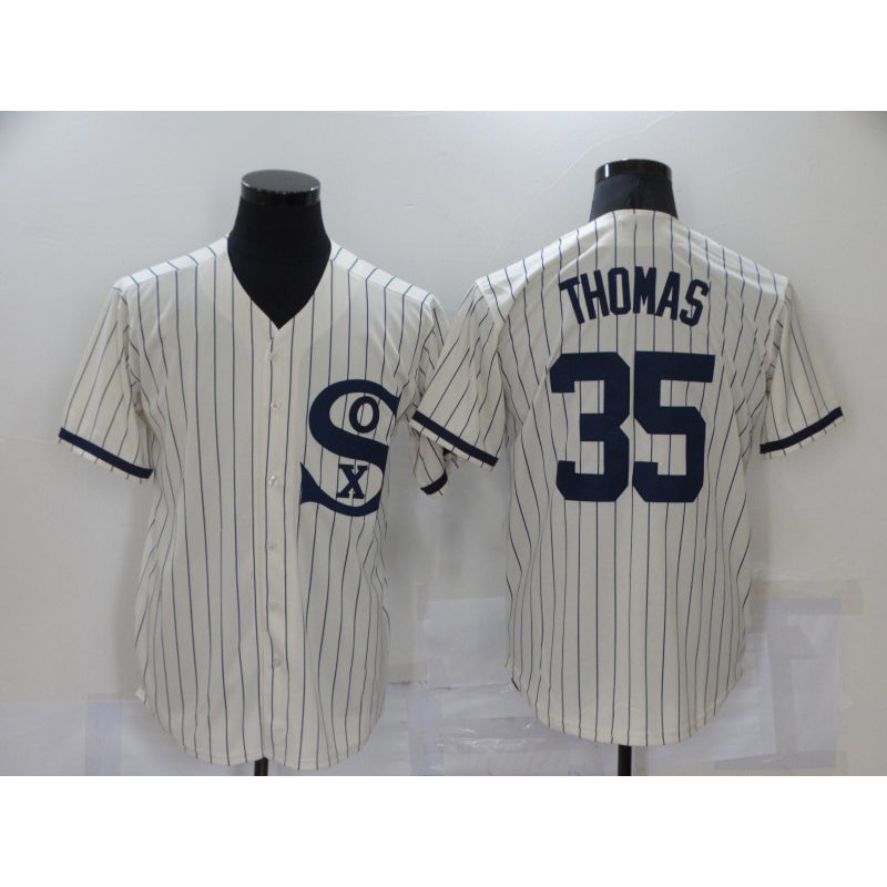 Chicago White Sox #35 Frank Thomas 2021 Cream Navy Fotopoulosg Field of Dreams Name Flex Base Stitched Jersey