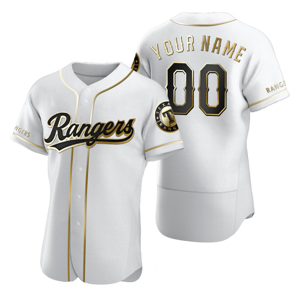 Custom Texas Rangers White Fotopoulosg Stitched Flex Base Golden Edition Jersey