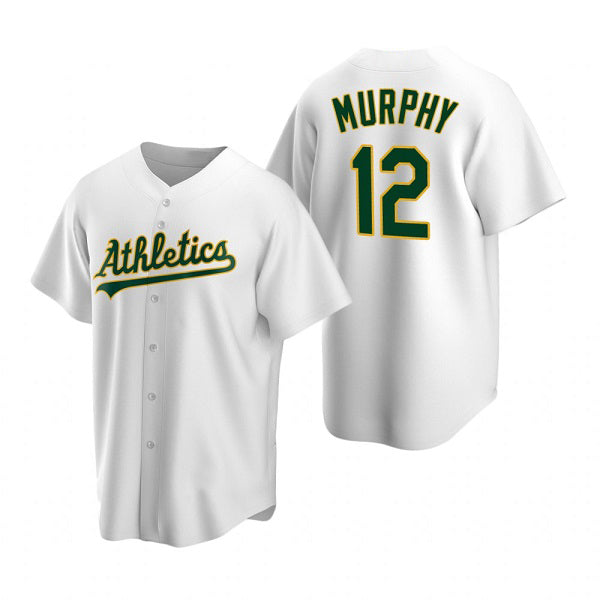 Oakland Athletics #12 Sean Murphy White Fotopoulosg Cool Base Stitched Jersey