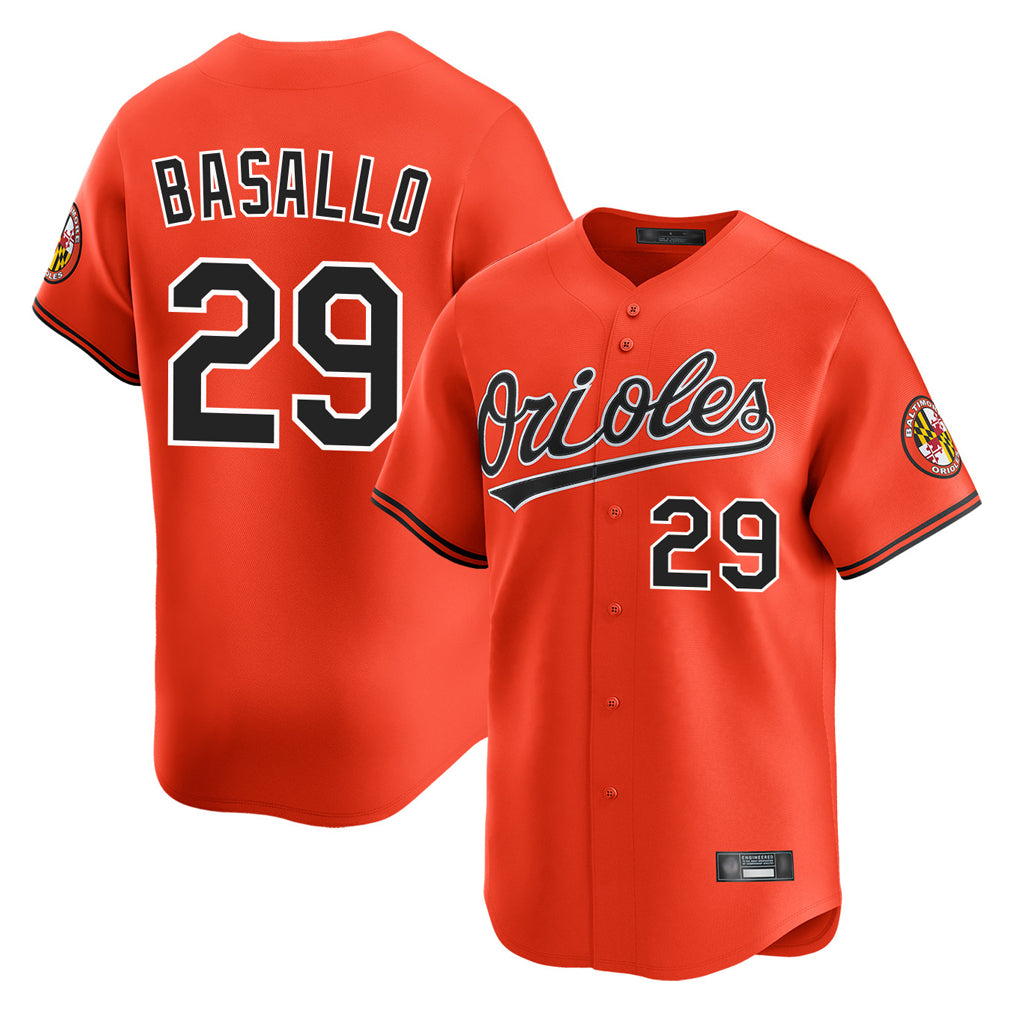 Baltimore Orioles #29 Samuel Basallo Player Orange Fotopoulosg Limited Home Game Stitched Jerseys