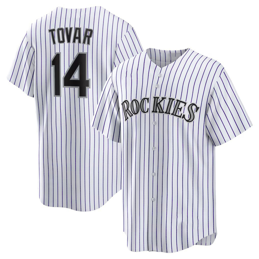 Colorado Rockies #14 Ezequiel Tovar White Fotopoulosg Home Replica Jersey