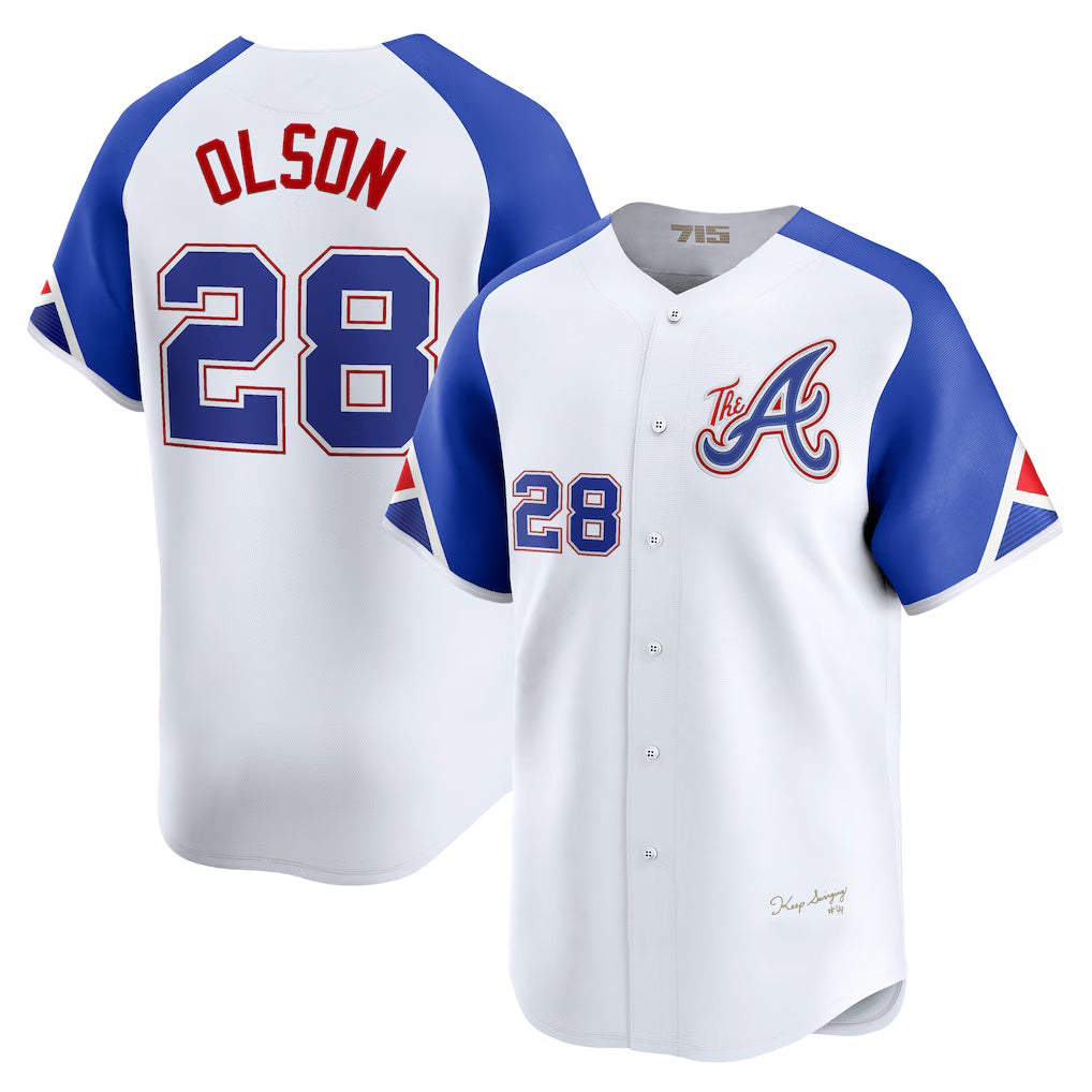 Atlanta Braves #28 Matt Olson White Fotopoulosg City Connect Limited Player Jersey