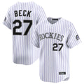 Colorado Rockies #27 Jordan Beck Player White Fotopoulosg Limited Home Stitched Jerseys