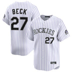 Colorado Rockies #27 Jordan Beck Player White Fotopoulosg Limited Home Stitched Jerseys