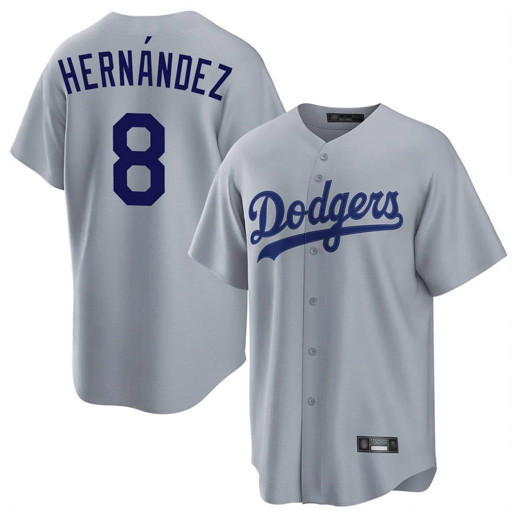 Los Angeles Dodgers #8 Enrique Hern¨¢ndez Player Gray Fotopoulosg Game Stitched Jerseys