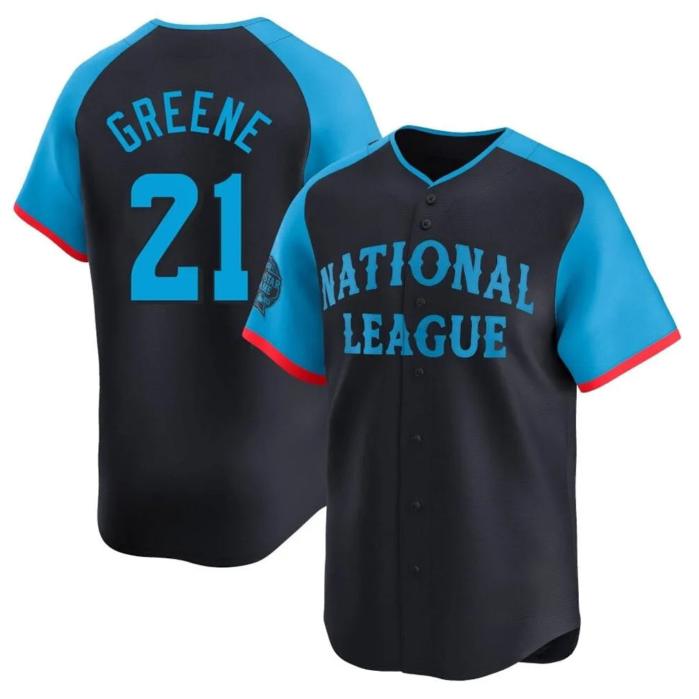 Cincinnati Reds #21 Hunter Greene Player Navy Fotopoulosg Limited National League All-Star Game Stitched Jerseys
