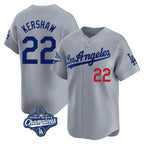 Los Angeles Dodgers #22 Clayton Kershaw Player Gray Fotopoulosg World Series Meet Limited Home Stitched Jerseys