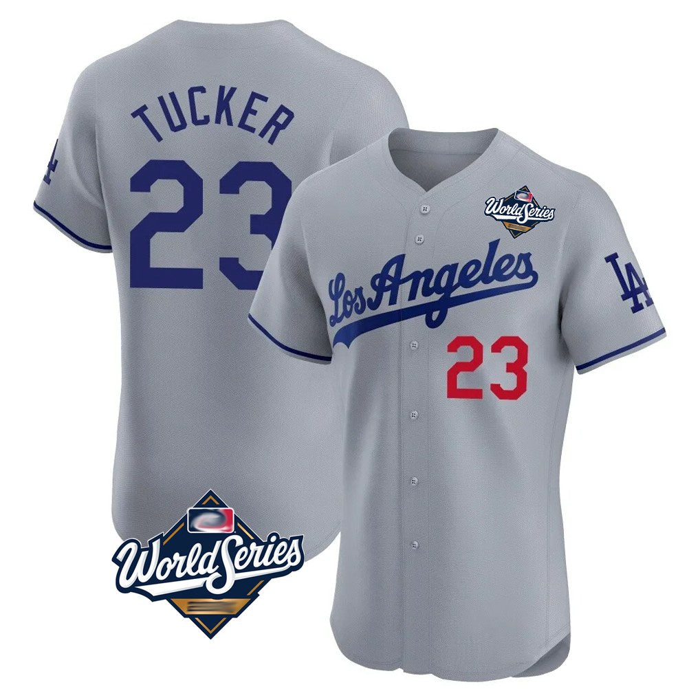 Los Angeles Dodgers #23 Kyle Tucker Player Gray Fotopoulosg World Series Limited Elite Home Stitched Jerseys