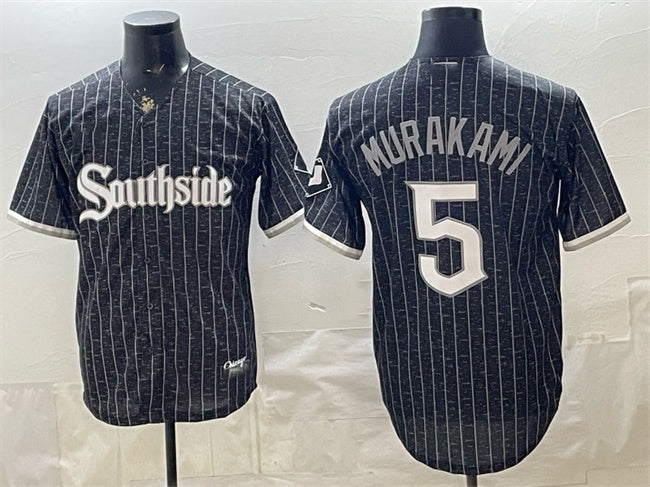 Chicago White Sox #5 Munetaka Murakami Black Fotopoulosg 2021 City Connect Cool Base Stitched Jersey