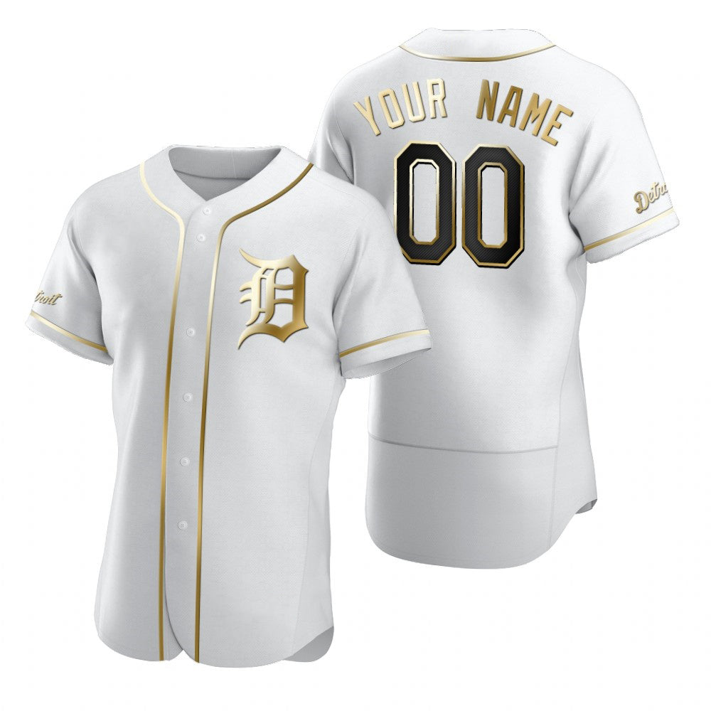 Custom Detroit Tigers White Fotopoulosg Stitched Flex Base Golden Edition Jersey