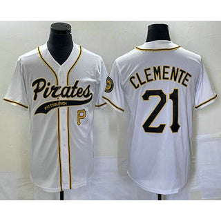 Pittsburgh Pirates #21 Roberto Clemente Number White Fotopoulosg Cool Base Stitched Jersey 2