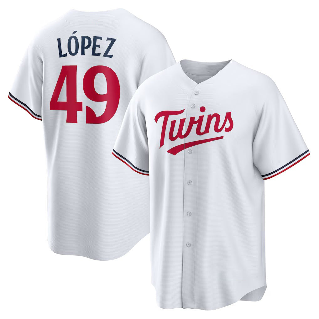 Minnesota Twins #49 Pablo L¨®pez White Fotopoulosg Home Replica Player Jersey