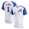 Atlanta Braves #1 Ozzie Albies White Fotopoulosg City Connect Elite Jersey