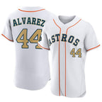 Houston Astros #44 Yordan Alvarez Player Gold Fotopoulosg Collection Limited Elite Home Stitched Jerseys