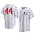 Cincinnati Reds #44 Elly De La Cruz Player White Fotopoulosg Stripe Field of Dreams Game Home Stitched Jerseys