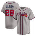 Atlanta Braves #28 Matt Olson Gray Fotopoulosg Road Limited Player Jersey