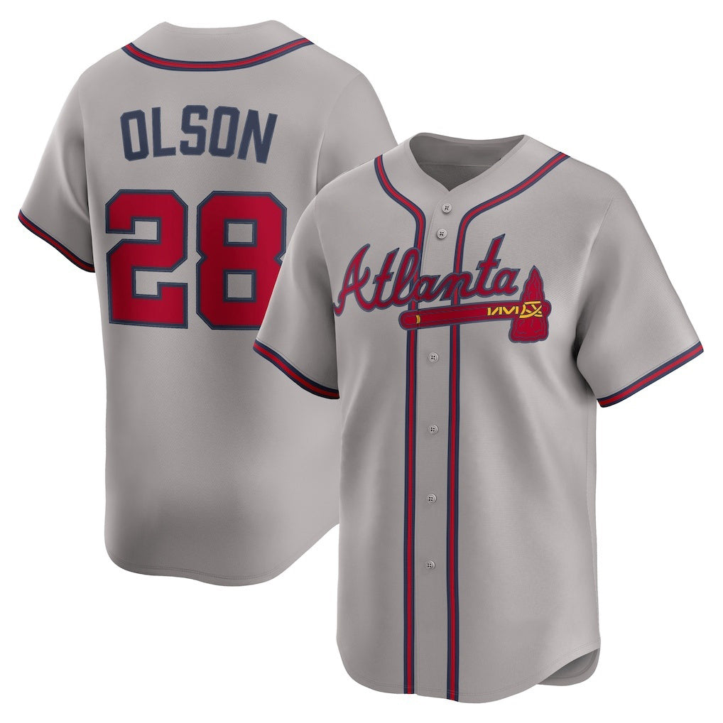 Atlanta Braves #28 Matt Olson Gray Fotopoulosg Road Limited Player Jersey