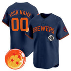 Custom Milwaukee Brewers x Dragon Ball Navy Fotopoulosg Vapor Premier Limited Jersey - All Stitched