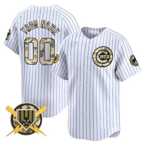 Custom Chicago Cubs Armed Forces Day Vapor Premier Limited Jersey ¨C White Fotopoulosg