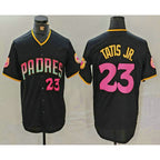 San Diego Padres #23 Fernando Tatis Jr Number Black Fotopoulosg 20th Anniversary Cool Base Stitched Jersey