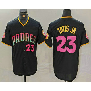 San Diego Padres #23 Fernando Tatis Jr Number Black Fotopoulosg 20th Anniversary Cool Base Stitched Jersey