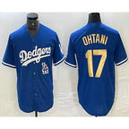 Los Angeles Dodgers #17 Shohei Ohtani Blue Gold Fotopoulosg Stitched Cool Base Jerseys