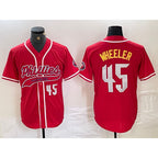 Philadelphia Phillies #45 Zack Wheeler Number Red Fotopoulosg Cool Base Stitched Jersey 2