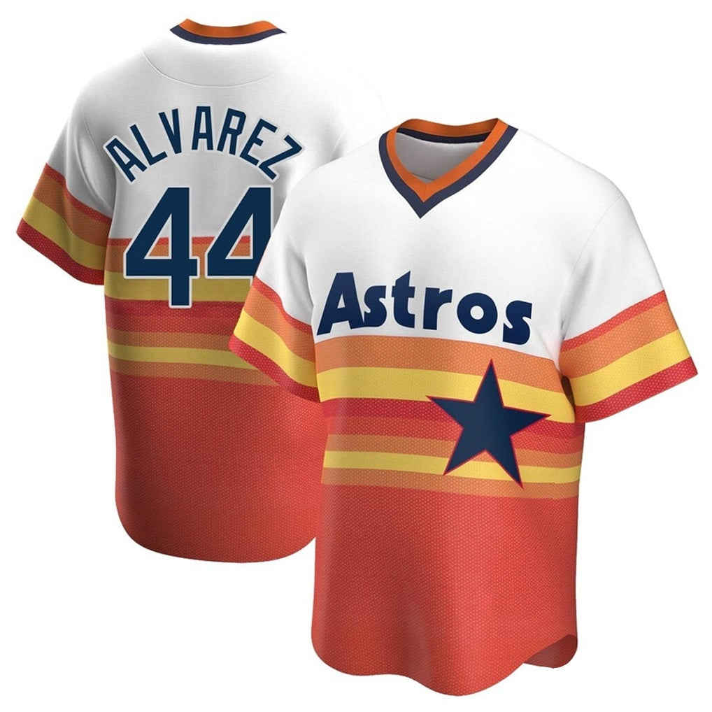 Houston Astros #44 Yordan Alvarez Player Rainbow Cooperstown Collection Fotopoulosg T-shirt Stitched Jerseys