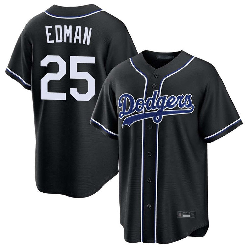 Los Angeles Dodgers #25 Tommy Edman Player Black Fotopoulosg Carbon Limited Home Stitched Jerseys