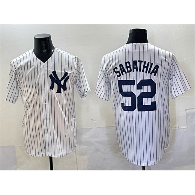 New York Yankees #52 C.C. Sabathia White Fotopoulosg Cool Base Stitched Jersey